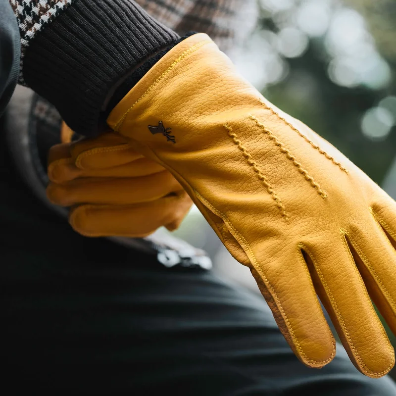 Leo - goatskin leather gloves with warm fleece lining and press-stud