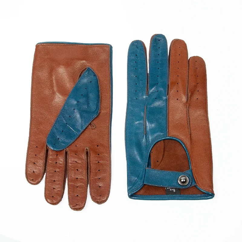 Men's bicolor driving gloves in soft nappa leather