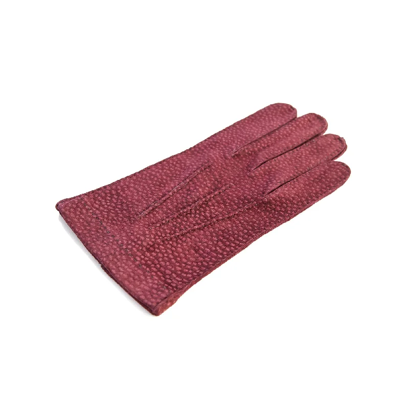 Men's hand-stitched bordeaux carpincho gloves unlined