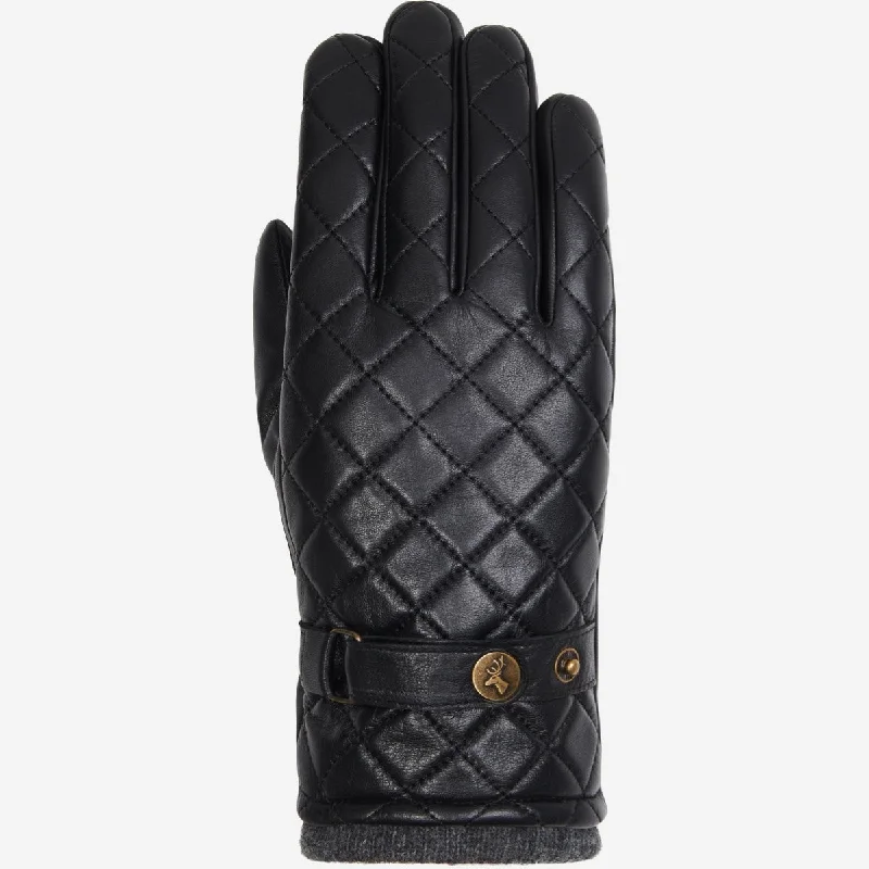 Smith (black) - sheepskin leather gloves with snap closure & touchscreen feature