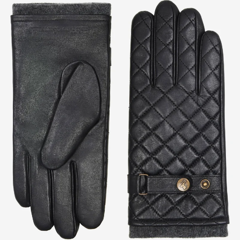 Smith (black) - sheepskin leather gloves with snap closure & touchscreen feature