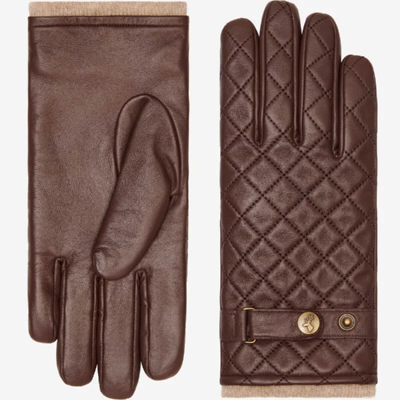 Smith (brown) - sheepskin leather gloves with snap closure & touchscreen feature