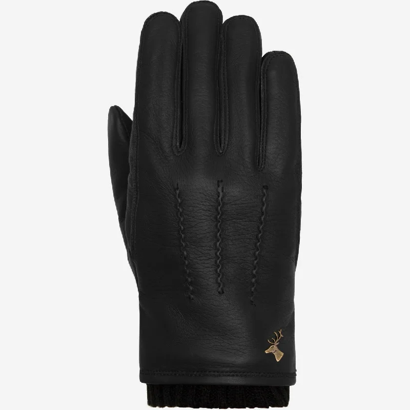 William - goatskin leather gloves with warm fleece lining and press-stud