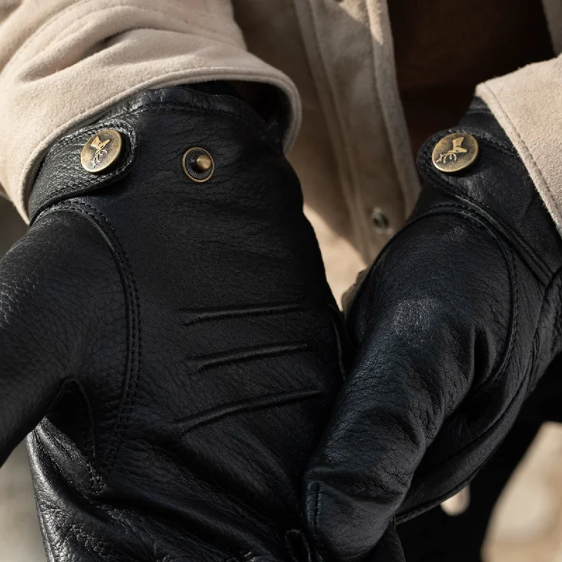 William - goatskin leather gloves with warm fleece lining and press-stud