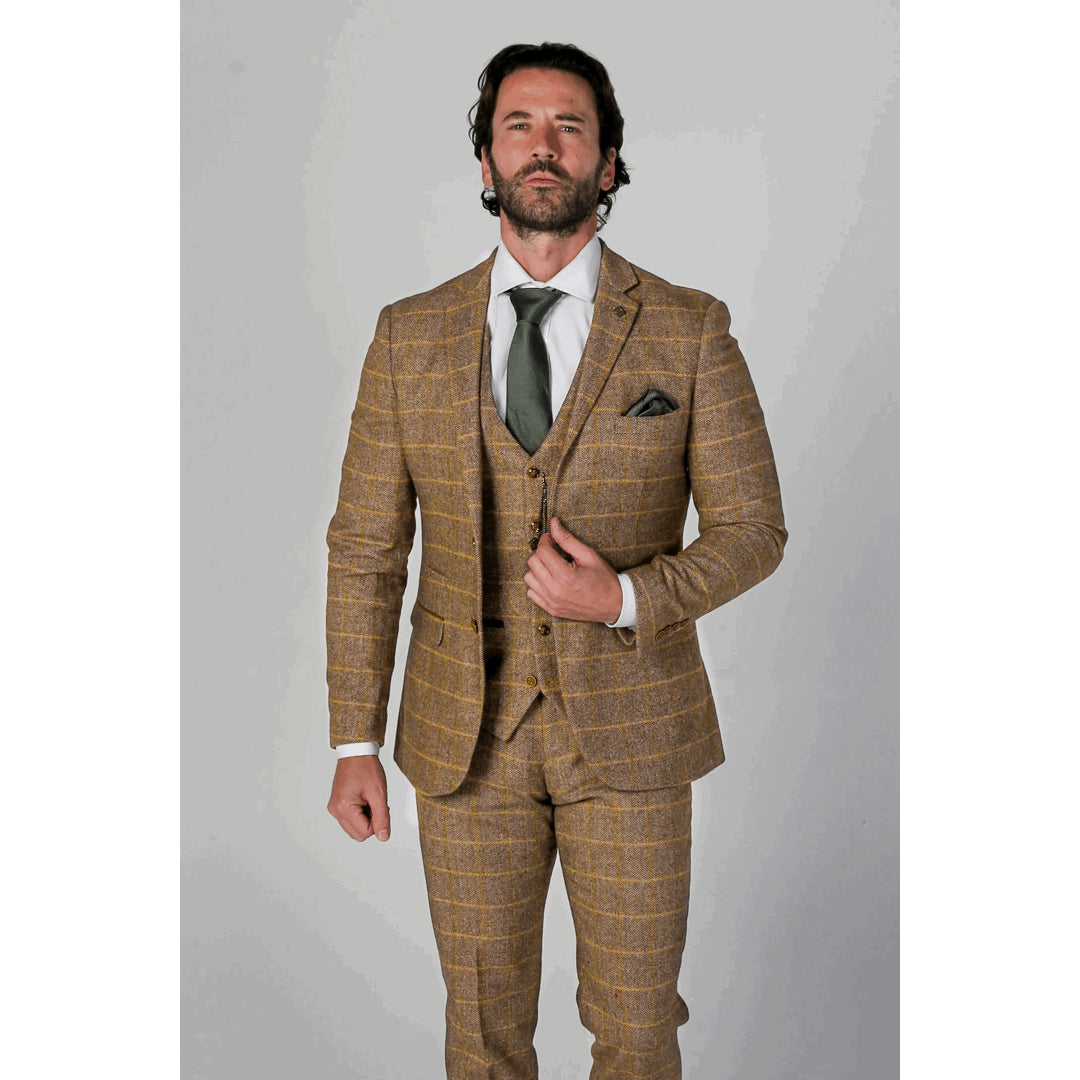 Harris - Men's Brown 3 Piece Tweed Suit