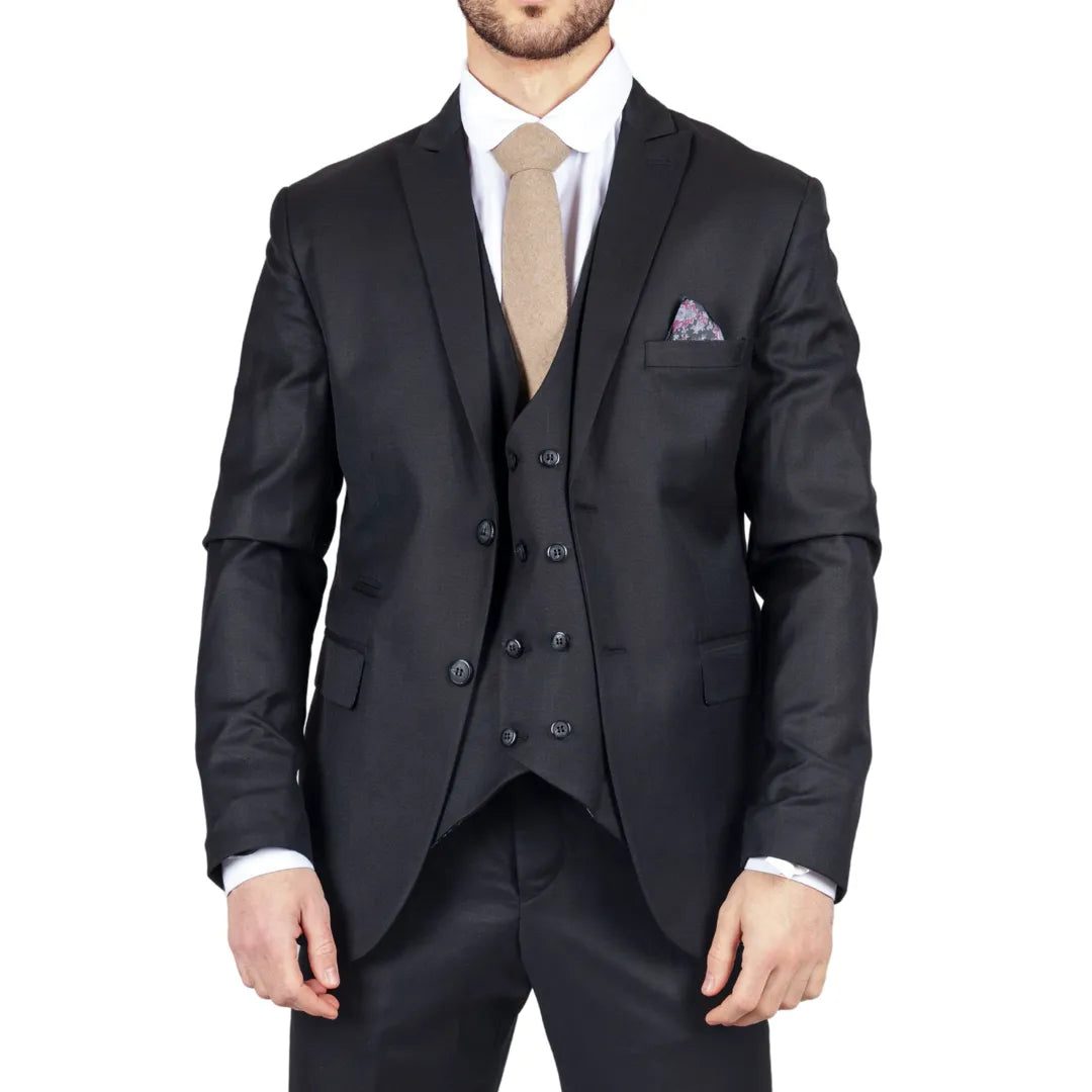 IM1-DB - Men's Black 3 Piece Suit