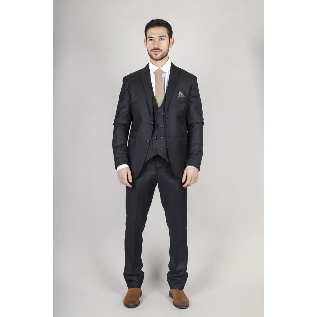 IM1-DB - Men's Black 3 Piece Suit