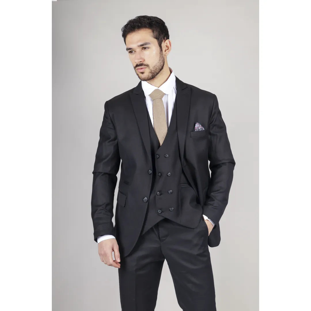 IM1-DB - Men's Black 3 Piece Suit