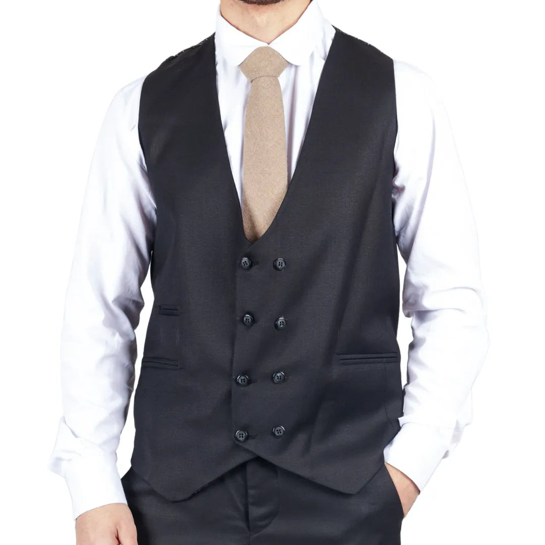 IM1-DB - Men's Black 3 Piece Suit