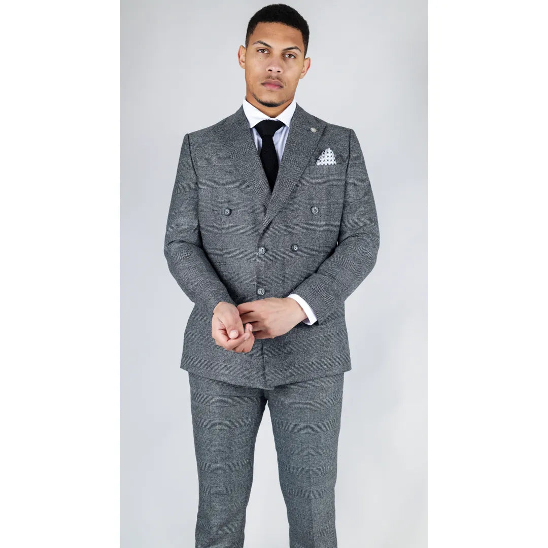 STZ90 - Men's Grey Double Breasted 2 Piece Suit