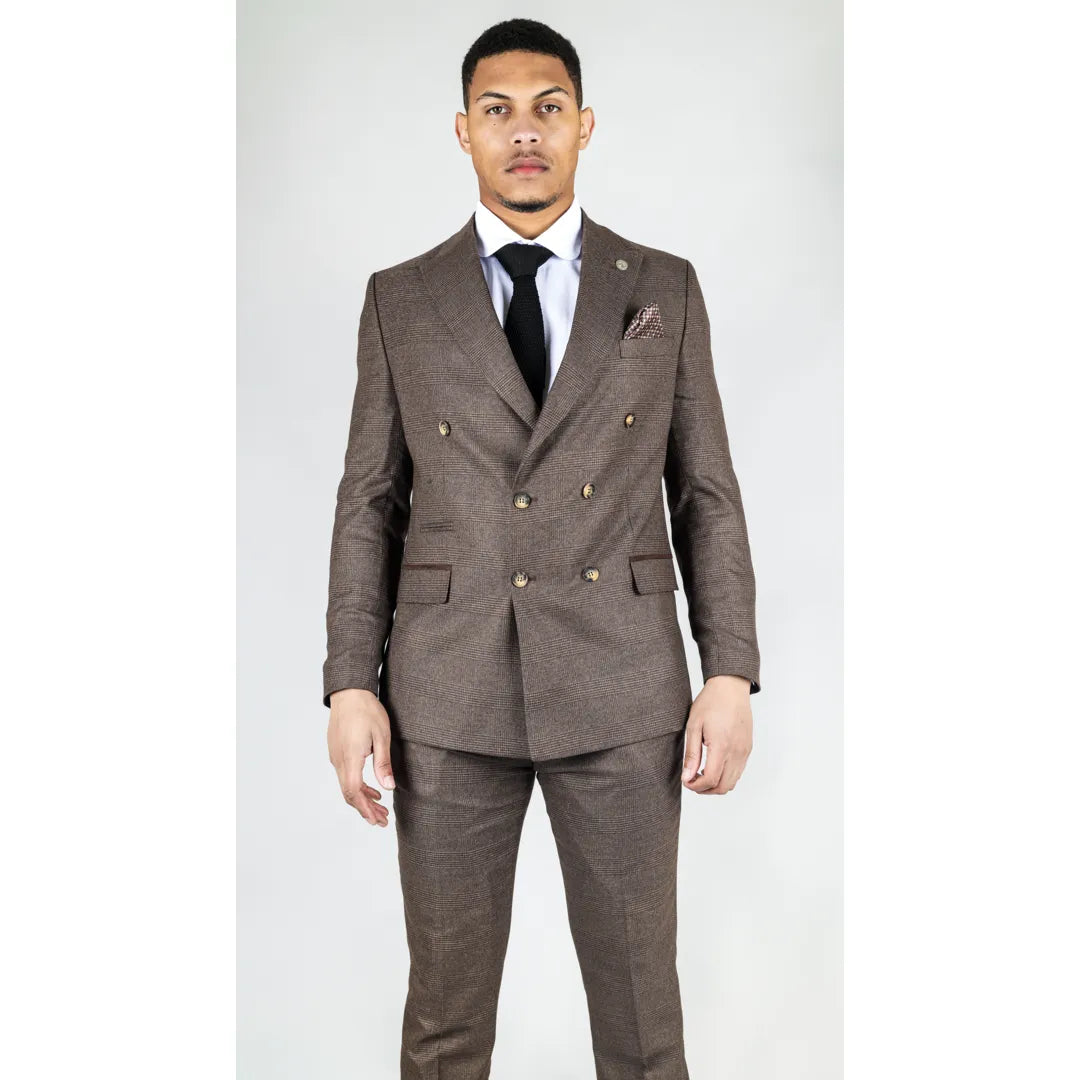 STZ92 - Men's Brown Double Breasted 2 Piece Suit