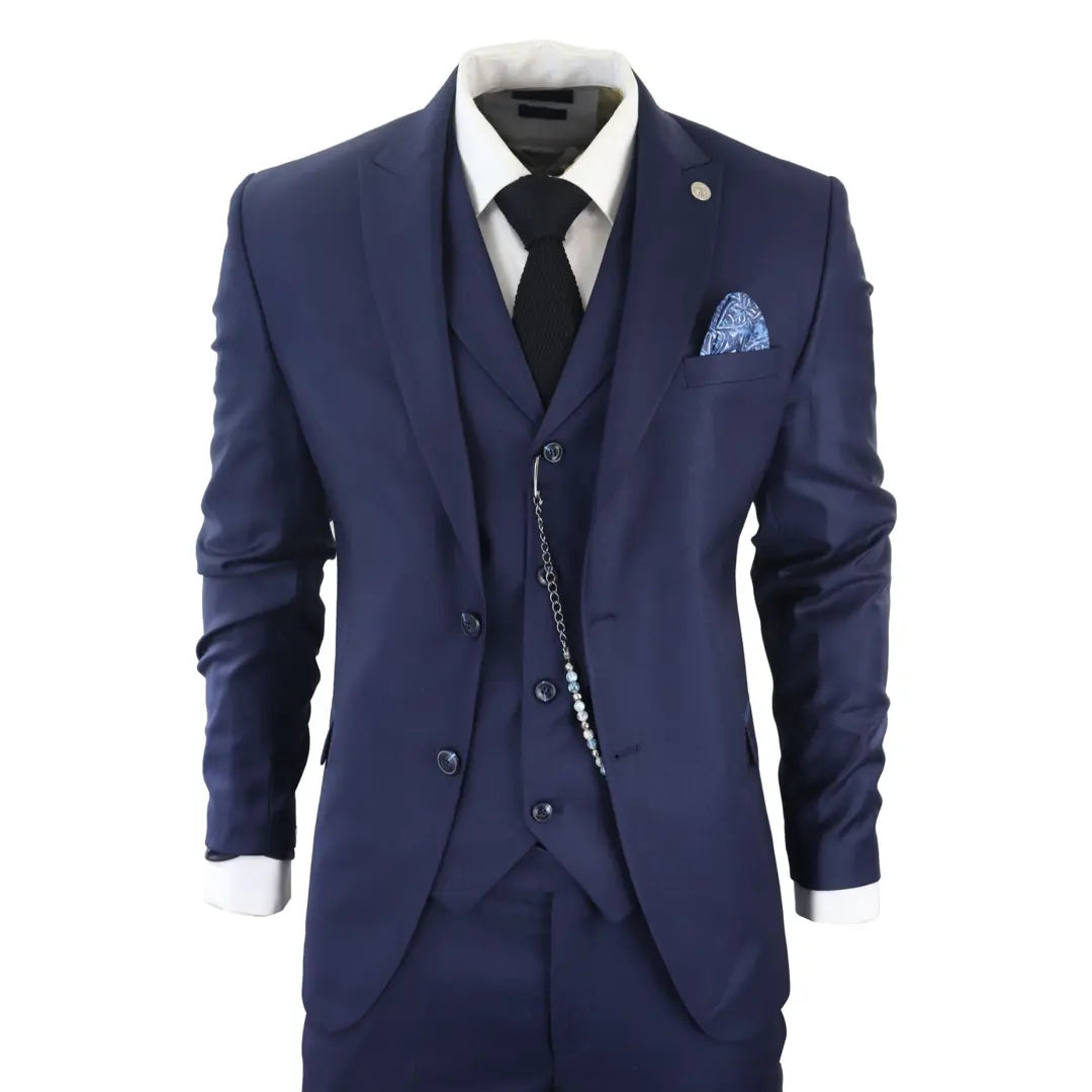 James - Men's 3 Piece Navy Blue Suit